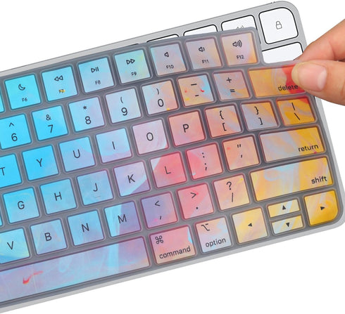 Colorful Keyboard Cover Skin for 2023 2021 Apple iMac 24 Inch Magic Keyboard M3 Chip/M1 Chip with Touch ID, Ultra Thin Keyboard Skin for 2024 2023...