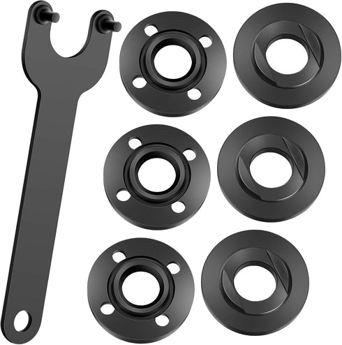 7PCS Angle Grinder Nut Angle Grinder Flange Wrench, 5/8-11 Flange Metal Lock Nut, Compatible with Bosch Black & Decker Ryobi 4.5" 5", Fit for Dewa...