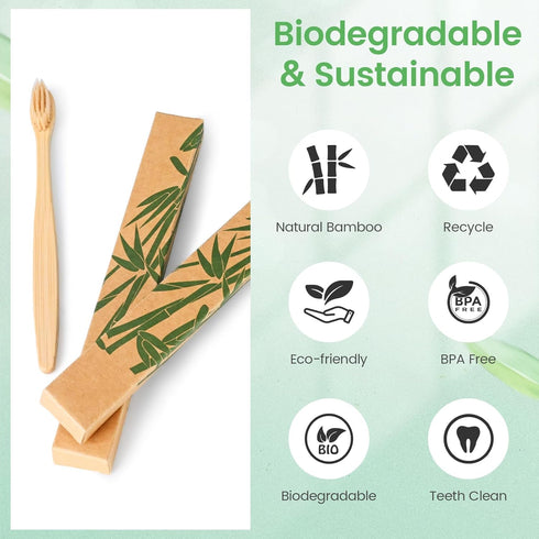 Bamboo Toothbrushes Soft Bristles 10 Pack, Biodegradable BPA Free Soft Bristles Toothbrushes for Adult, Eco-Friendly, Natural Wooden Organic Tooth...