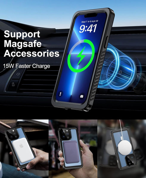 Beeasy for iPhone 13 Pro Max Waterproof Case (6.7") Compatible with MagSafe - 360 Degree Outdoor Protective Magnetic Phone Case, Armor Case Dustpr...