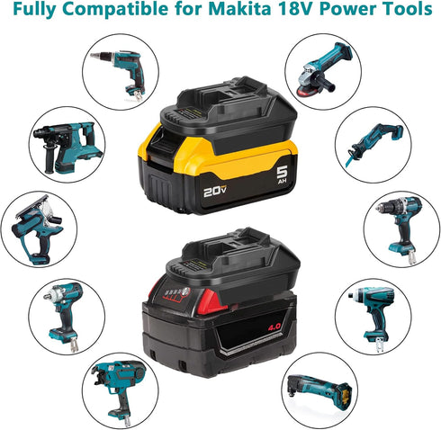 KUNLUN DM18M Battery Adapter for Makita 18V Tools Convert for Dewalt 20V Battery & Milwaukee M18 18V Battery to Makita 18V Battery BL1830 BL1840 B...