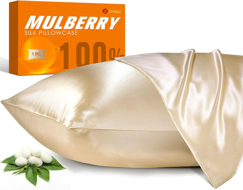 100% Mulberry Silk Pillowcase for Hair and Skin, 22 Momme Natural Silk Pillow Case with Zipper, Both Sided Pure Silk Pillow Cover for Women Mom Me...