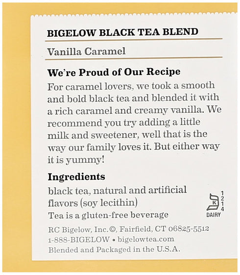 Bigelow Vanilla Caramel Black Tea (20 Teabags)...