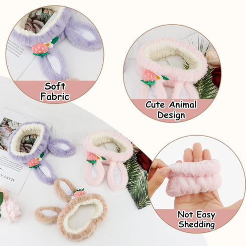 Animal Ear Headbands for Washing Face Skin Care Headbands for Women Makeup Headband Women Skincare Wristbands for Washing Face Spa Face Wash Headb...