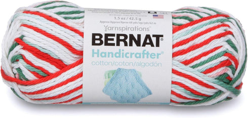 Bernat Handicrafter Cotton Ombre Yarn, 1.5 oz, Gauge 4 Medium, 100% Cotton, Mistletoe...