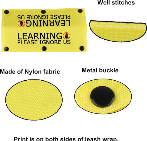 Funny Dog Leash Sleeve Learning Please Ignore Us Dog Leash Wrap Sleeve Alert Tag Pet Birthday Gift (Learning Ignore-YE Sleeve)...
