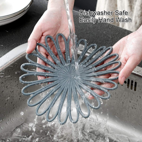 Silicone Trivets for Hot Dishes, Trivet Mat Hot Pads for Kitchen, Trivets for Hot Pots and Pans, Multi Purpose Silicone Heat Resistant Mats for Ta...