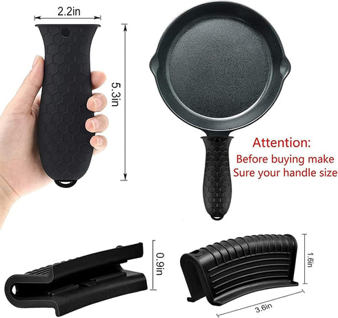 4 Pcs Non-Slip Silicone Hot Handle Holder & Assist Grips, Potholder for Cast Iron Skillets, Heat Resistant Handle Cover Sleeve for Frying Pans, Ca...