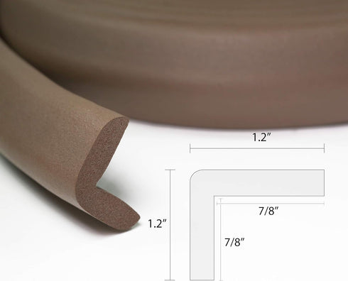 KidKusion Table Cushion | Made in USA | 16 Feet Edge + 4 Corners | Brown | Baby Proof Furniture Edge and Corner Guards...