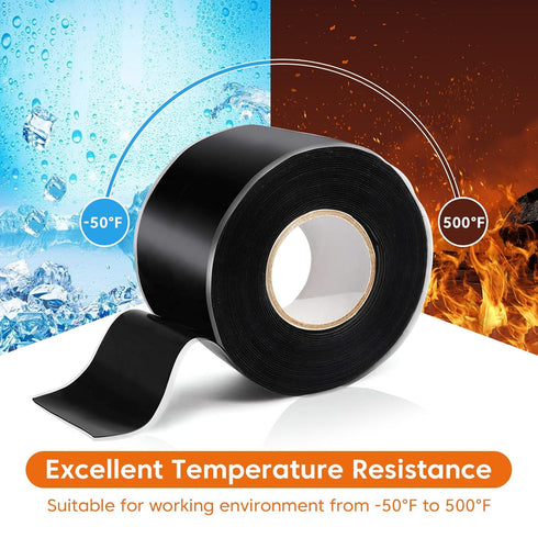2 Rolls Self Fusing Silicone Tape - 1in(W) X 10ft(L) Waterproof Tape, Water Leak Seal Tape, Rescue Tape, Plumbing Hose Repair Tape, Rubber Tape fo...