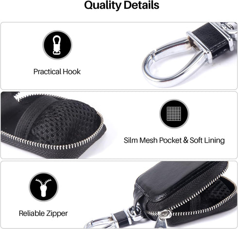 MRPLUM Earbud Carrying Case Small PU Leather Hard Portable Earphone Case Protective Storage Pouch Bag with Mesh Pocket & Keychain for Wireless Hea...