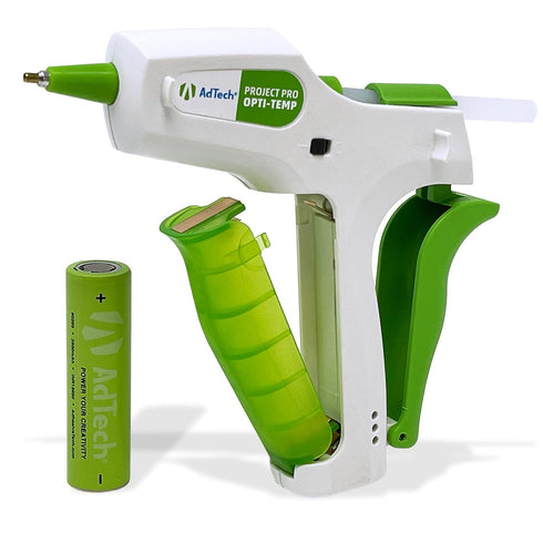 AdTech Project Pro Rechargeable Cordless Hot Glue Gun - Mini Glue Gun includes 10, 4" Artistick Stringless Glue Sticks - Precision Glue Gun with U...