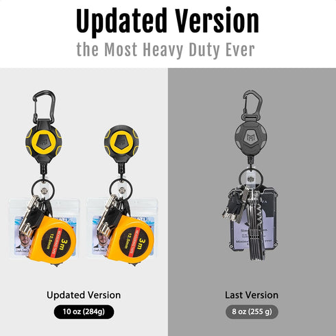MNGARISTA Upgraded Heavy Duty Retractable Keychain, Belt Clip Ver. & Carabiner Ver., 10 oz Retraction, 31.5" Stainless Steel Cable, Tactical ID Ba...