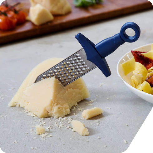 PELEG DESIGN – Gratiator Small Cheese Grater Stainless Steel Sword-Shaped Grating Utensil Lemon Zester Tool with Royal Blue Plastic Handle | Mini ...