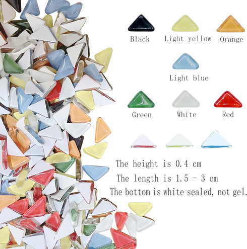 100 Pieces Triangle Glass Mosaic Tiles for Crafts, Bulk Mosaic Pieces Colorful Opaque Mosaic Crystal Chips Supplies for Mosaic Lovers DIY Mosaic P...