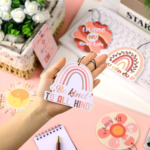 12 Pcs Car Air Fresheners Cute Car Interior Accessories Boho Scented Hanging Air Fresheners Kawaii Essential Oil Automotive Fresheners for Women M...