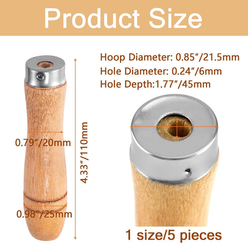 5pcs Wooden File Handle with Strong Metal Collars, Large Wood Handle for 10"-12" File, Screwdriver Hand Drill File Handle Cutting Tool Craft - Ape...