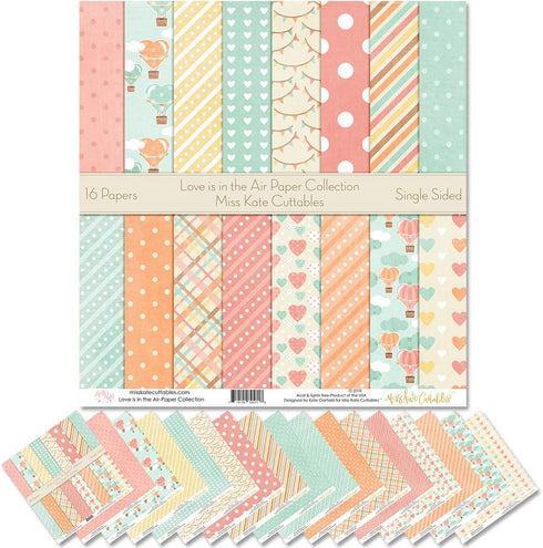 Pattern Paper Pack - Love is in the Air - Scrapbook Premium Specialty Paper Single-Sided 12"x12" Collection Includes 16 Sheets - by Miss Kate Cutt...