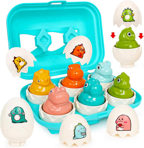 Dinosaur Matching Eggs Toys for Toddlers- Sensory Fun Educational Learning Fine Motor Puzzle Matching Games Best Easter Basket Stuffers Birthday G...