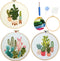 Highkick Embroidery Starter Kits for Adults Beginners with Stamped Pattern, Embroidery Floss + Needles + Hoop, Cactus Series, 3 Pack...