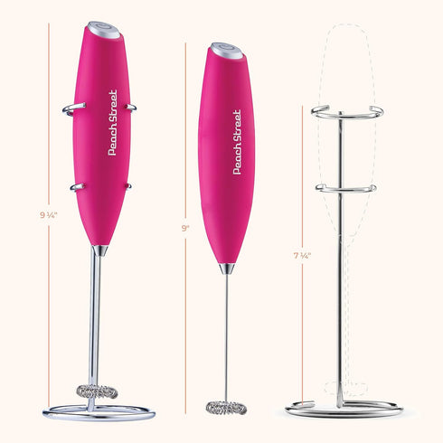 Powerful Handheld Milk Frother, Mini Milk Foamer, Battery Operated (Not included) Stainless Steel Drink Mixer with Frother Stand for Coffee, Latte...