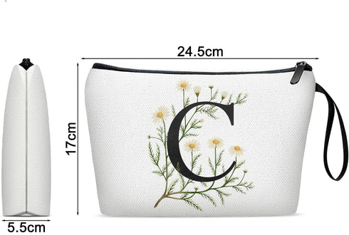 Initial Letter Bag Letter Makeup Bag for Women Initial Cosmetic Bag A-Z Personalized Makeup Bag Travel Makeup Bag,Initial Cosmetic Bag Gifts (whit...