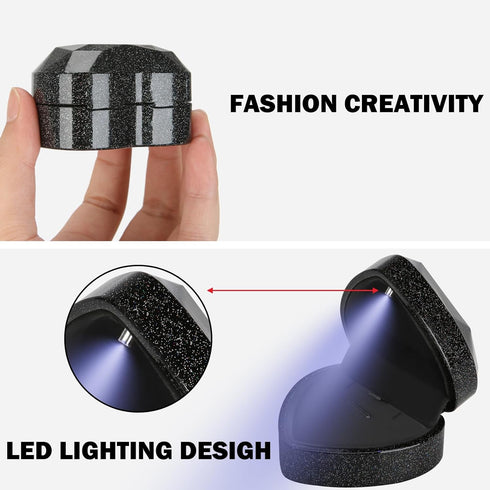 LETURE Heart Shaped LED Pendant Necklace Box, Jewelry Gift Boxes for Bracelet Bracelets, Small Jewelry Display with Light for Proposal Engagement ...