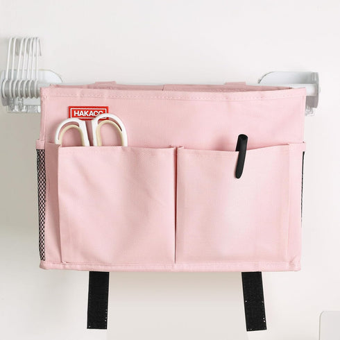 HAKACC Bedside Storage Organizer, Pink Bedside Caddy Remote Holder Hanging Bed Organizer for Home College Dorm...