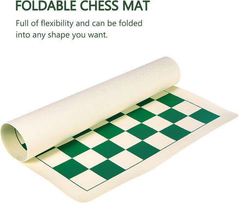 Roll Up Vinyl Chess Board Tournament 15.5" Chess Mat - Lightweight & Non Slip Portable Professional Club Chess Board for Beginner and Kids-Only Ch...