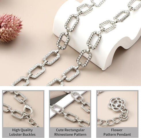 Rhinestone Waist Belt, 23"-39" Adjustable Diamond Chain Belt Metal Bikini Belly Chain Crystals Ladies Body waistband for Women Girls Dresses Jeans...