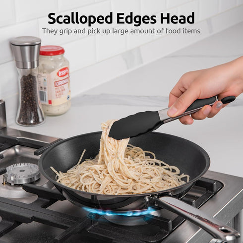 600ºF Heat Resistant Kitchen Tong: U-Taste 7 inch Silicone Cooking Tong with Firm Sealed Non Stick Rubber Tips & Silicon Coated 18/8 Stainless Ste...