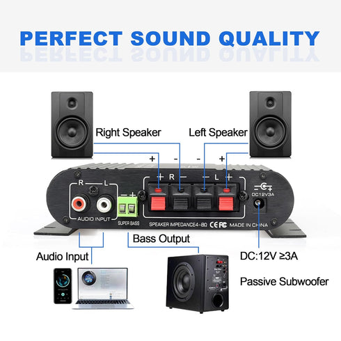 LP-838 2.1 Bluetooth Amplifier 38W+38W+50W Power Output with Remote Control Function, 2.1 Channels Bluetooth Amplifier Supports Bluetooth/USB/RCA ...