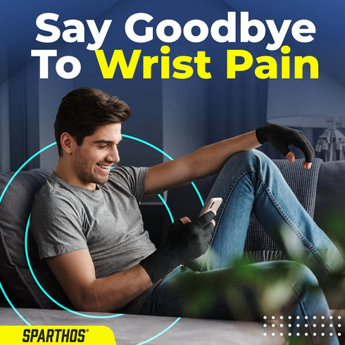 Sparthos Arthritis Hand Compression Gloves - Helps With Carpal Tunnel, Neuropathy & Artritis Pain - Support Your Hands While Typing - Fingerless C...