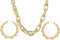 COLORFUL BLING Gold Tone Punk Chunky Link Chain Necklace with Large Hollow Bamboo Shaped Geometric Hoop Earrings Set Statement Jewelry Hip Hop Coo...
