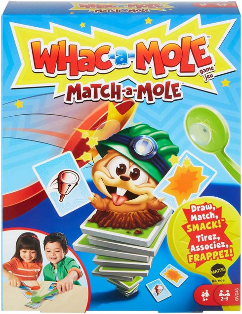Mattel Games WHAC-A-MOLE Match-A-MOLE Kids Card Matching Game with Mole Smackers for 2 to 3 Players 5 Year Old & Up...