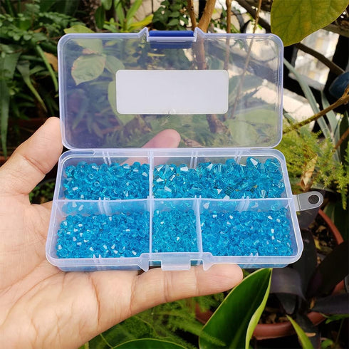 Aquamarine Bicone Glass Beads for Jewelry Making, Faceted Crytal Spacer Beads for Bracelet Necklace Earring (3mm 4mm 6mm 8mm Mixed Sizes, 1040pcs)...