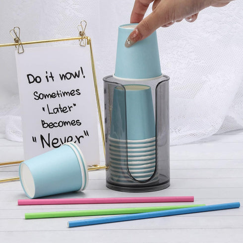 Small Paper Cup Dispenser - Disposable Cup Storage Holder for Bathroom Vanity Countertop's Rinsing/Mouthwash Cups, Black...