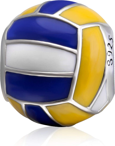 Love Ball Sports Charms 925 Sterling Silver Baseball Volleyball Beads Fits European Bracelet...