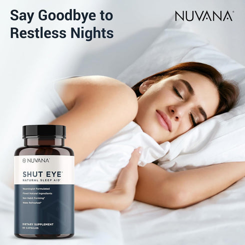 Shut Eye Natural Sleep Aid Supplement for Adults | 5mg Melatonin | Helps Relax and Promote Natural Deep Sleep with Valerian Root, Chamomile & Magn...