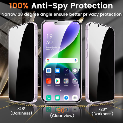 3+3 Pack Privacy Screen Protector for iPhone 14 Plus 6.7-Inch with 3 Pack Camera Lens Protector, Anti Spy Tempered Glass Film 9H Hardness Bubble F...