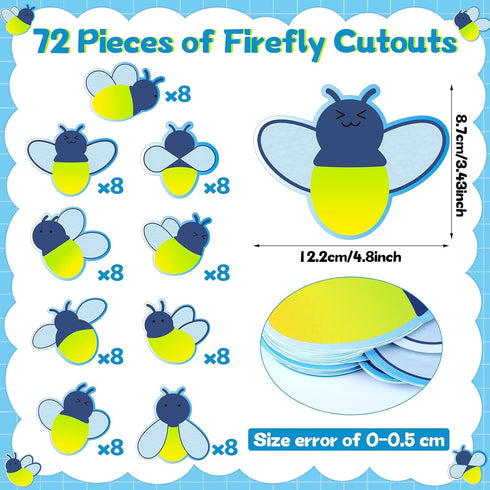 72 Pcs Firefly Cutouts Paper Firefly Bulletin Board Cutouts Firefly Shaped Die Cut for Classroom Decor Teachers Kids DIY Craft Firefly Theme Schoo...