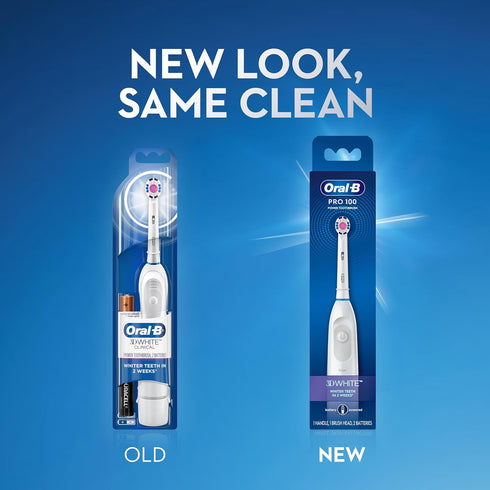 Oral-B Pro 100 3D White, Battery Powered Electric Toothbrush, White...