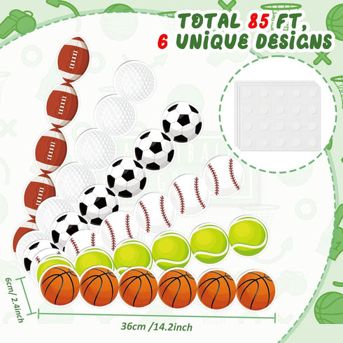 85ft Sports Bulletin Board Borders Football Bulletin Board Trim Baseball Classroom Bulletin Decor Basketball Cutouts Paper Bulk Balls Borders for ...