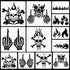 12 Pcs Skull Stencil Flame Stencil Fire Skull Stencils for Airbrushing Reusable Airbrush Flame Template Flame Painting Decor Laser Cut Reusable Te...