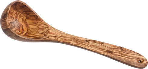 Naturally Med - 12" Olive Wood Soup Ladle - Wooden Ladle, Cooking Spoon, Gravy Ladle. For Cooking, Serving, Stirring. Handcrafted of Olive Wood....