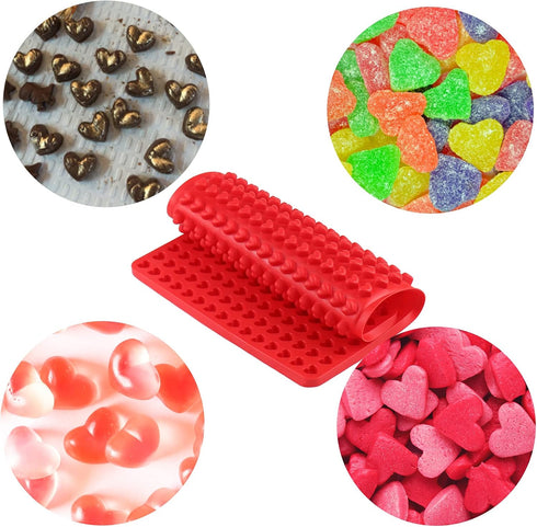 Palksky 255-Cavity Mini Heart Silicone Gummy Mold/Chocolate Drops Mold/Dog Treats Pan/Heart shape Candy Molds for Ganache Jelly Caramels Cookies P...