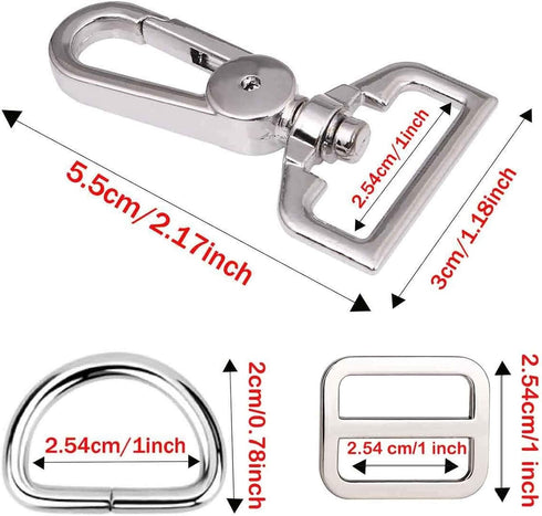 Swivel Lobster Clasps Clips Lanyard Snap Hook and Slide Buckles and Metal D Ring Semi-Circular D Ring for Handbag Bags Cat Dog Collar Buckles Ring...