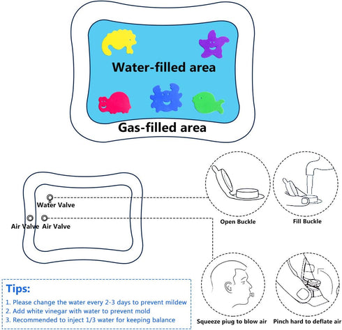 ZMLM Baby Tummy-Time Water Mat: Infant Baby Toy Gift Activity Play Mat Inflatable Sensory Playmat Babies Belly Time Pat Indoor Small Pad for 3 6 9...