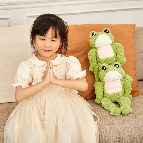 Lovely Supersoft Green Muscle Frog Plush,Funny Huggable Froggy Dolls,Adorable PlushFrog for Kids, 13.8...