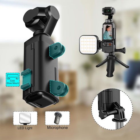 Osmo Pocket 3 Expansion Frame Adapter Protective Bracket + Osmo Pocket 3 Tripod+ Action Adapter compatible for DJI Osmo Pocket 3 Accessories with ...
